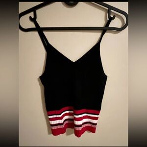 Guess Navy and Red Striped Women's-Crop Top